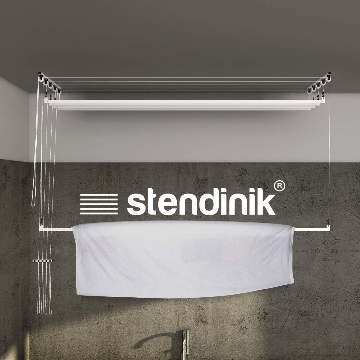 Stendibiancheria salvaspazio saliscendi DA SOFFITTO con 5 aste da 150 cm -  Stendinik